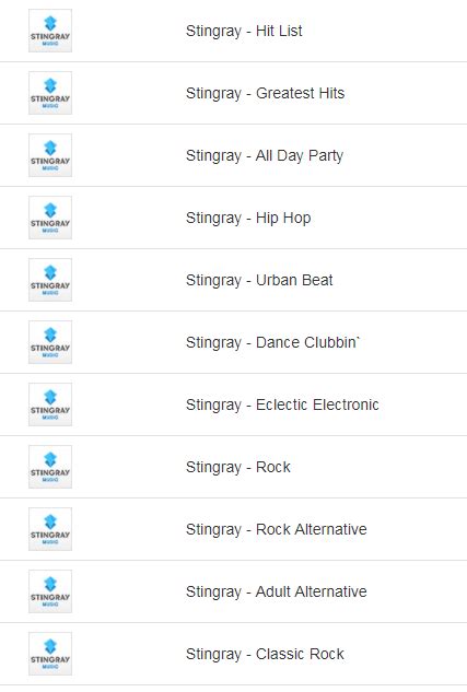 stingray music channel guide